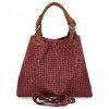 Stylowa Torebka Skórzana Shopper Bag Bordowa
